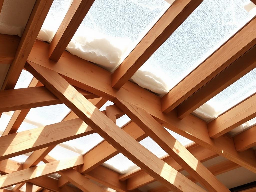 Insulation fitted between timber roof rafters