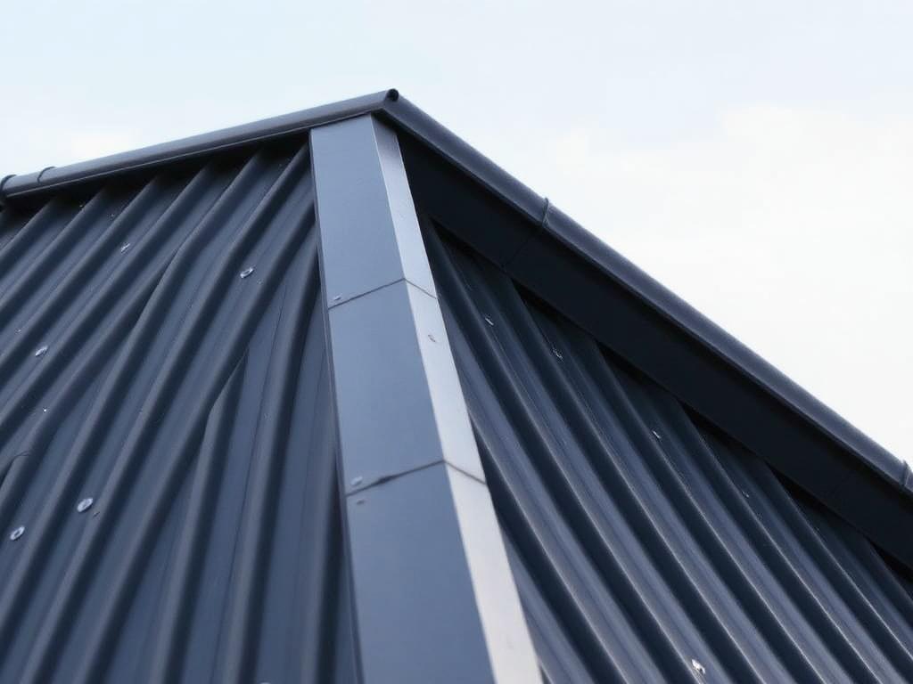 Charcoal corrugated mabati roofing on a steep pitch